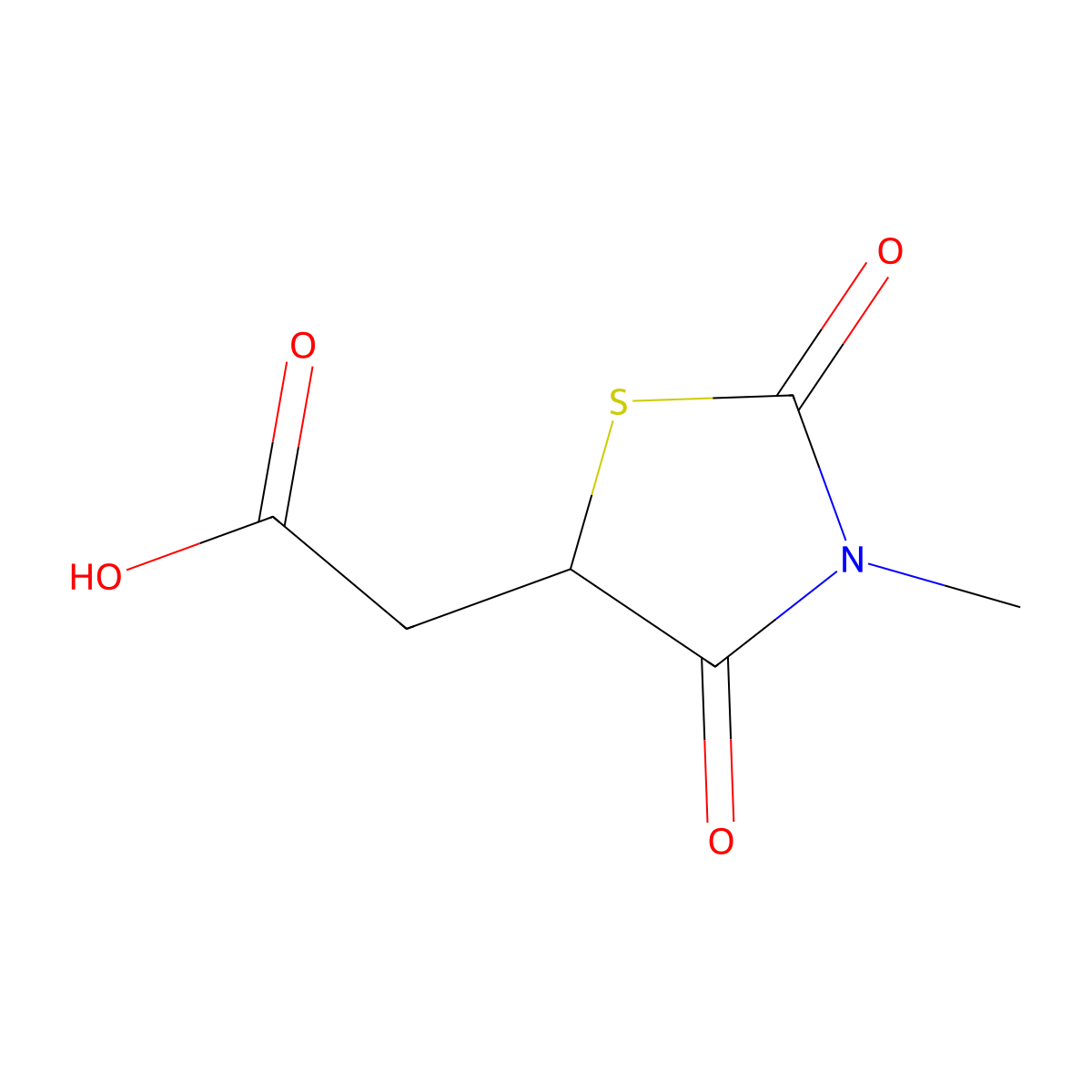(3-Methyl-2,4-dioxo-thiazolidin-5-yl)-acetic acid molecular structure, CAS 613656-83-0