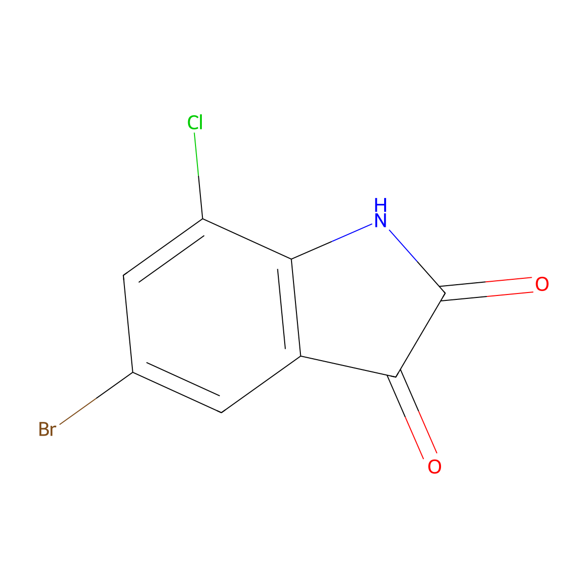 5-bromo-7-chloro-2,3-dihydro-1H-indole-2,3-dione molecular structure, CAS 613656-97-6
