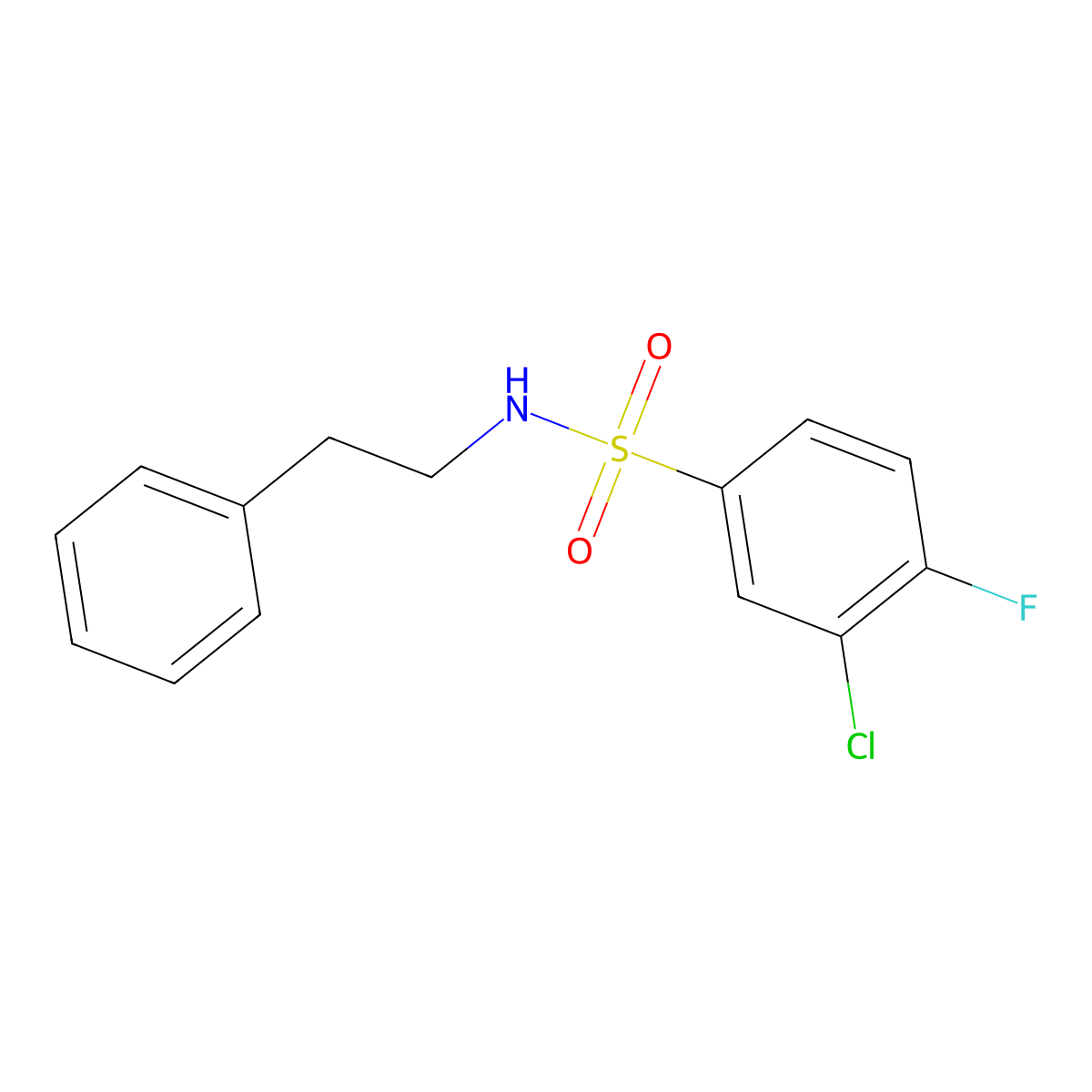 3-chloro-4-fluoro-N-phenethylbenzenesulfonamide molecular structure, CAS 613657-28-6