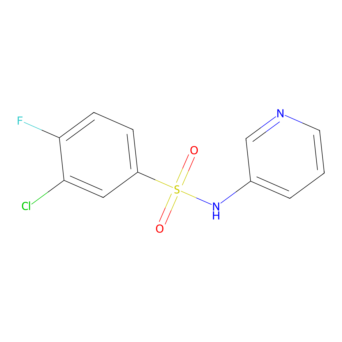 3-chloro-4-fluoro-N-pyridin-3-ylbenzenesulfonamide molecular structure, CAS 613657-30-0