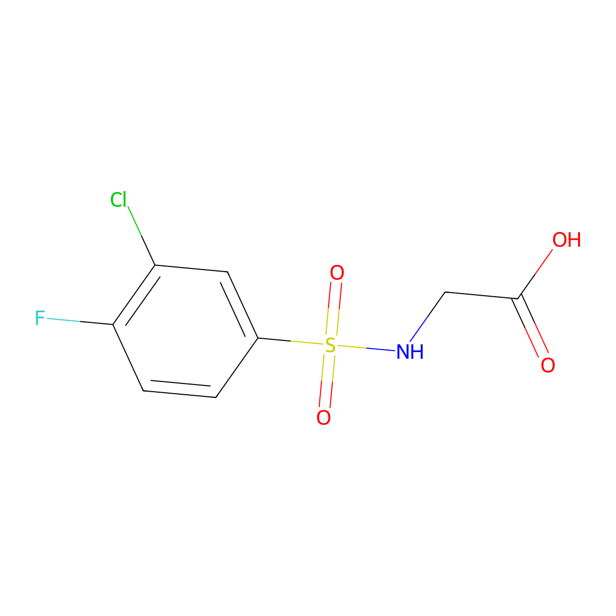 ((3-Chloro-4-fluorophenyl)sulfonyl)glycine molecular structure, CAS 613657-33-3