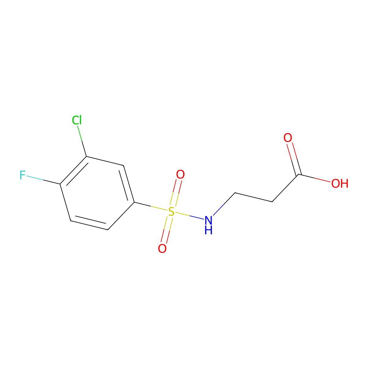 N-[(3-Chloro-4-fluorophenyl)sulfonyl]-beta-alanine molecular structure, CAS 613657-34-4