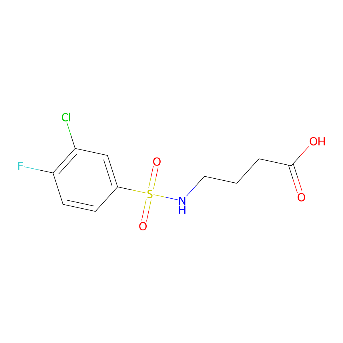4-{[(3-Chloro-4-fluorophenyl)sulfonyl]amino}butanoic acid molecular structure, CAS 613657-35-5