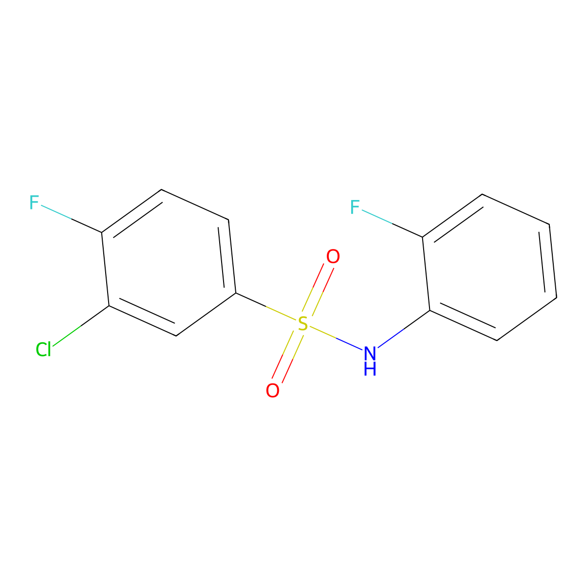 3-chloro-4-fluoro-N-(2-fluorophenyl)benzenesulfonamide molecular structure, CAS 613657-38-8