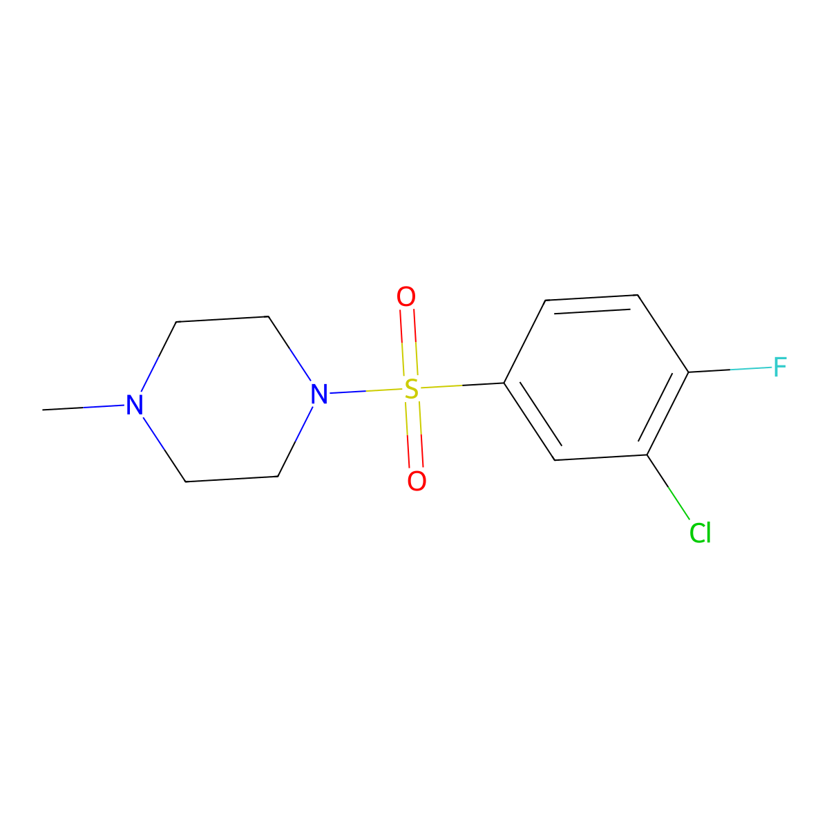 1-(3-Chloro-4-fluorophenylsulfonyl)-4-methylpiperazine molecular structure, CAS 613657-40-2