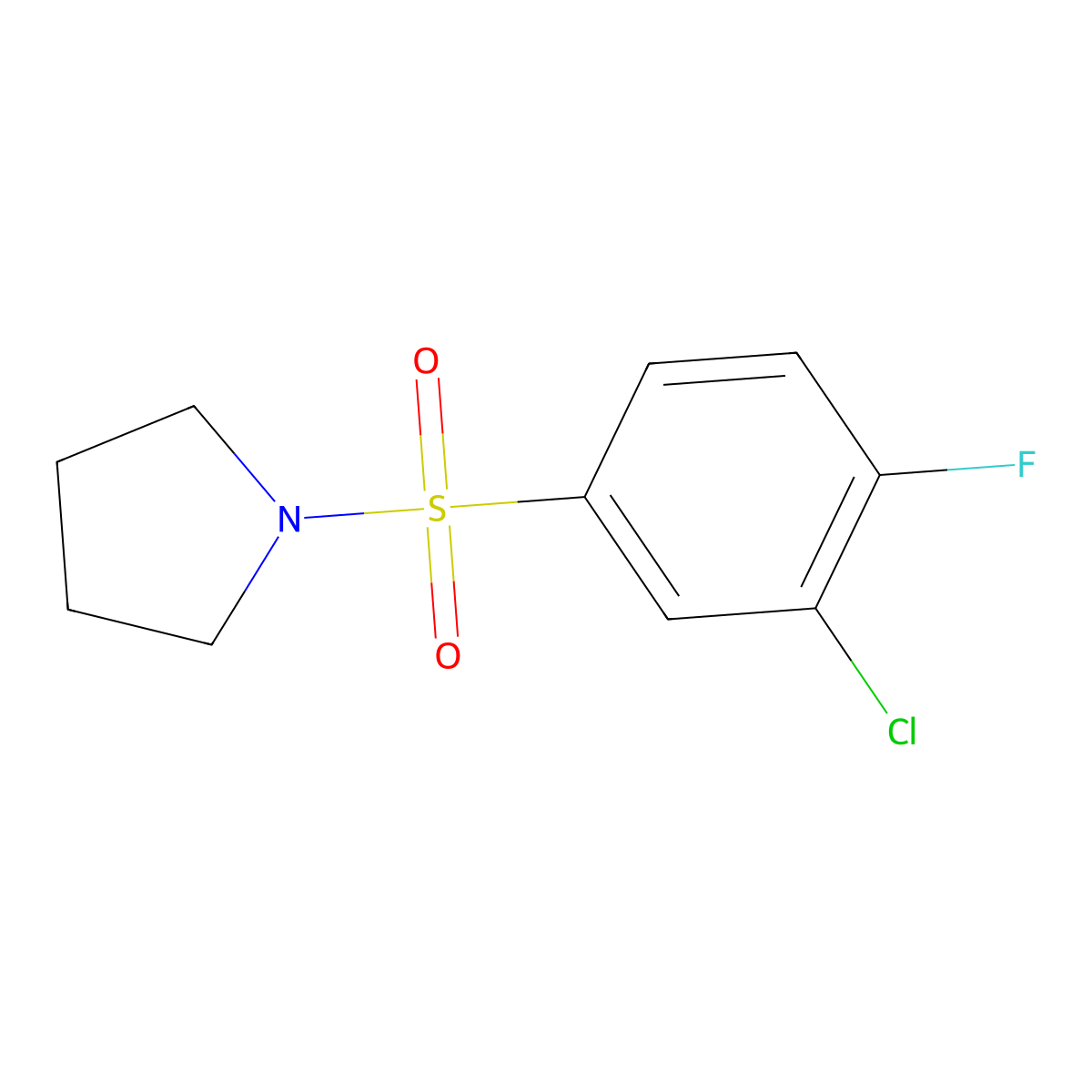 1-(3-Chloro-4-fluorophenyl)sulfonylpyrrolidine molecular structure, CAS 613657-54-8