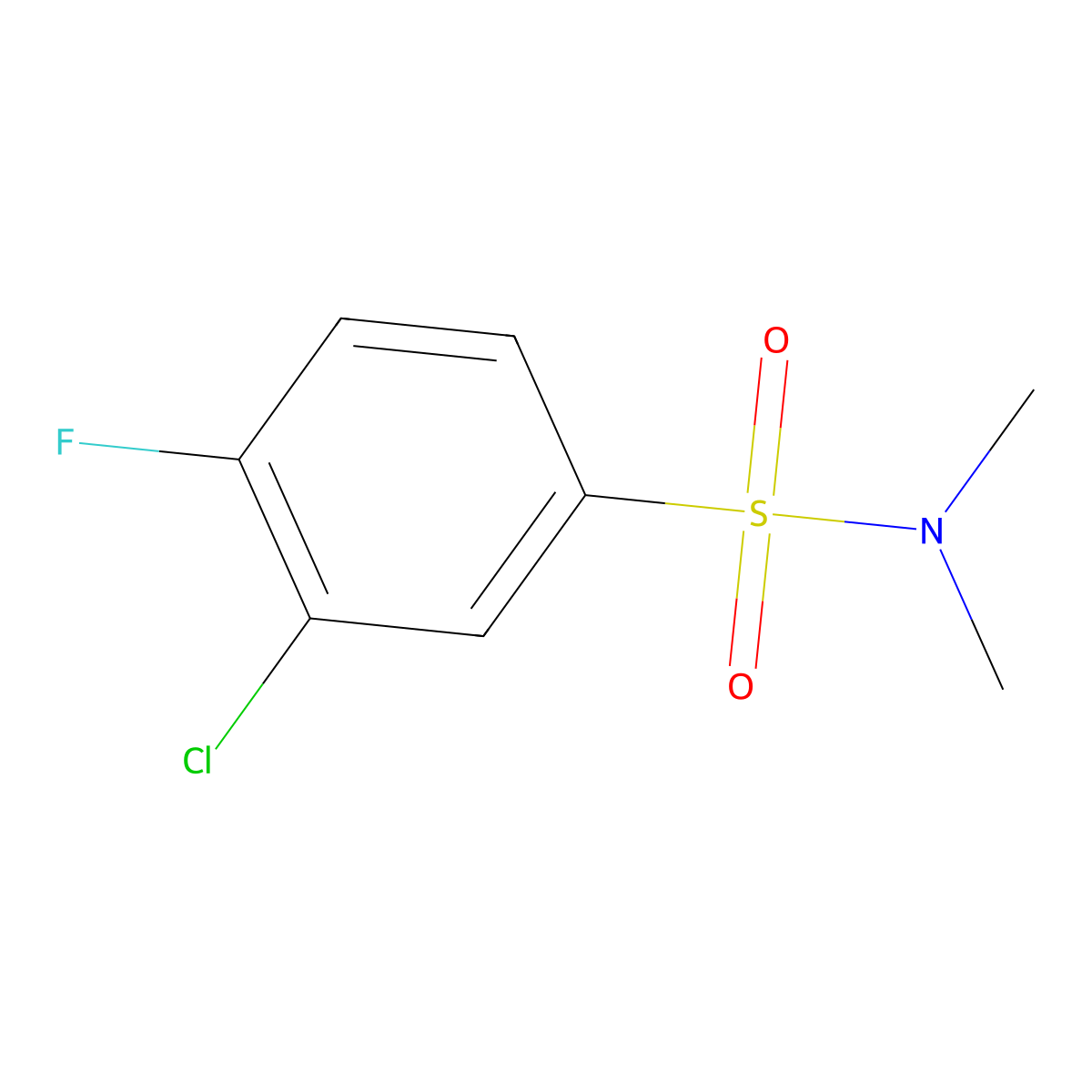 3-chloro-4-fluoro-N,N-dimethylbenzenesulfonamide molecular structure, CAS 613657-56-0