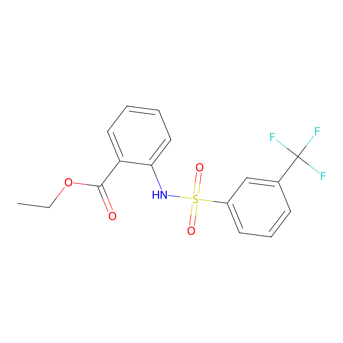Ethyl 2-[[3-(trifluoromethyl)phenyl]sulfonylamino]benzoate molecular structure, CAS 613657-62-8
