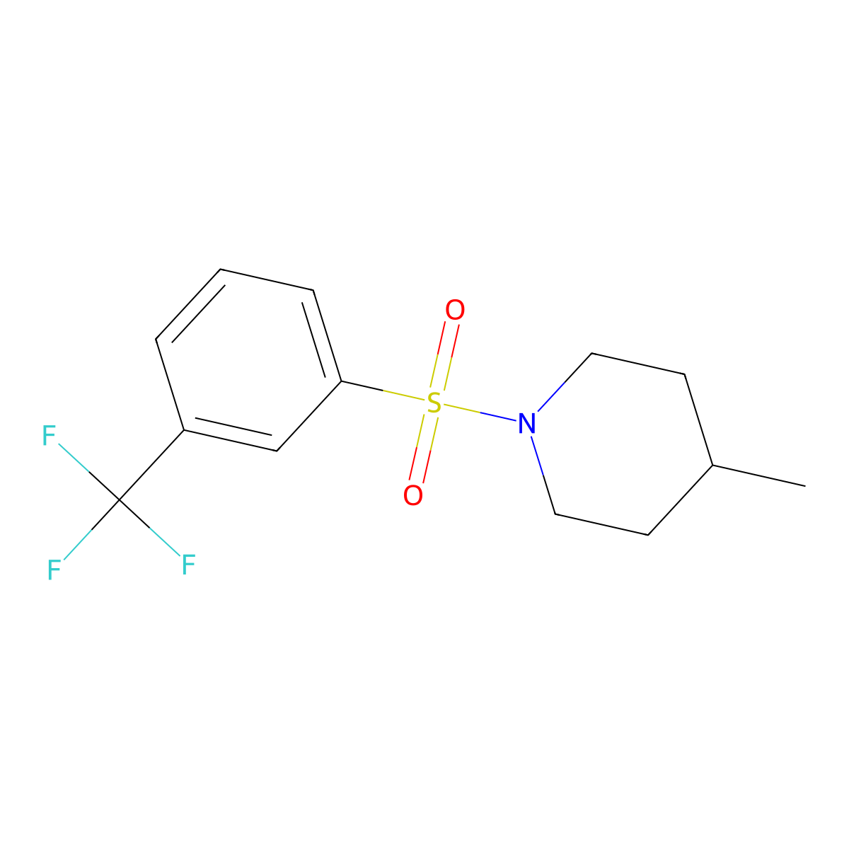4-Methyl-1-{[3-(trifluoromethyl)phenyl]sulfonyl}piperidine molecular structure, CAS 613657-79-7