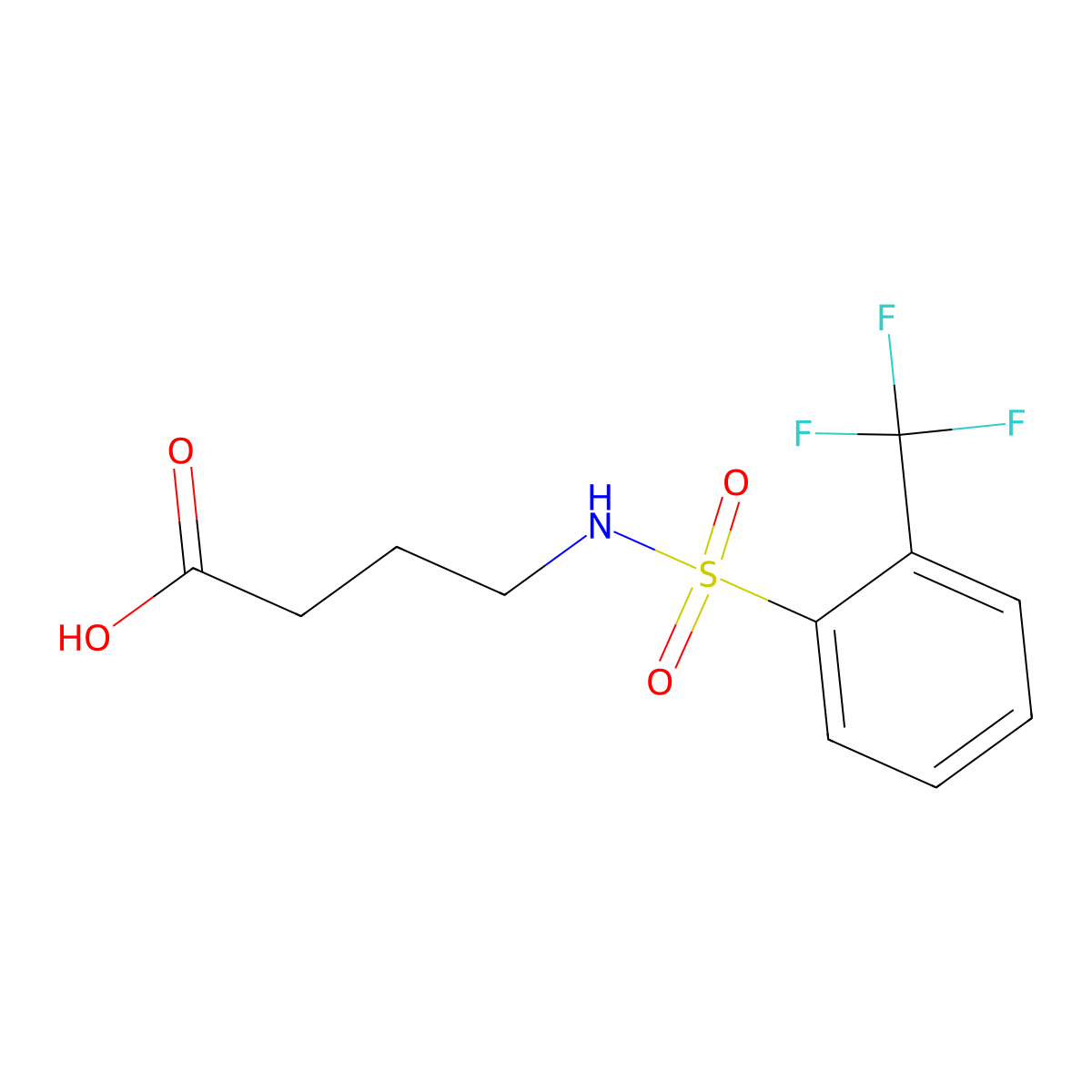 4-[[[2-(Trifluoromethyl)phenyl]sulfonyl]amino]butanoic acid molecular structure, CAS 613657-97-9