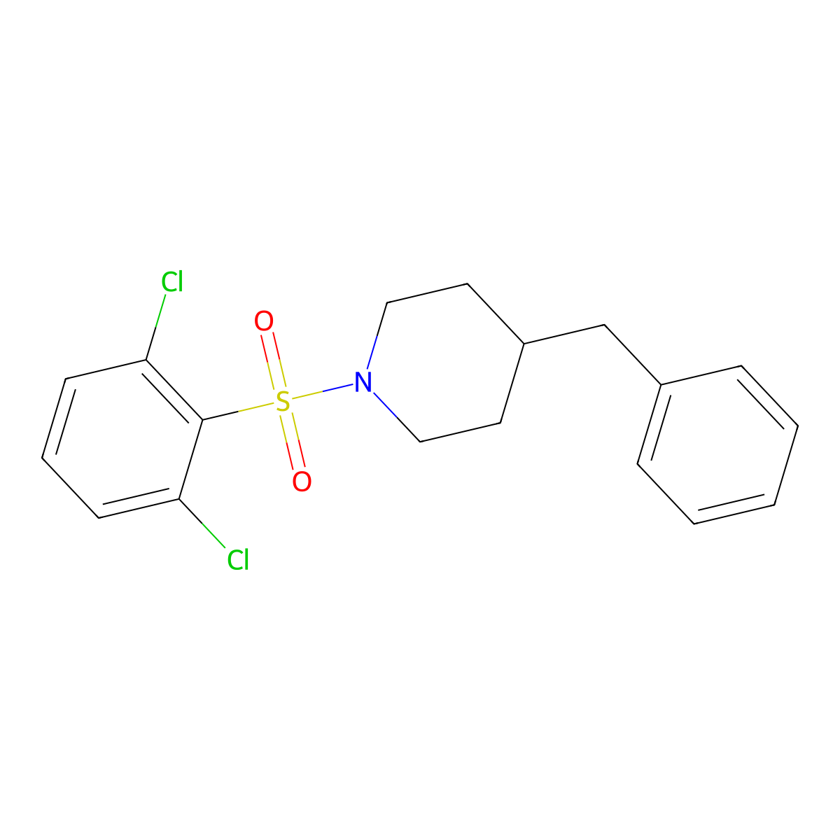 4-Benzyl-1-(2,6-dichlorophenyl)sulfonylpiperidine molecular structure, CAS 613658-42-7