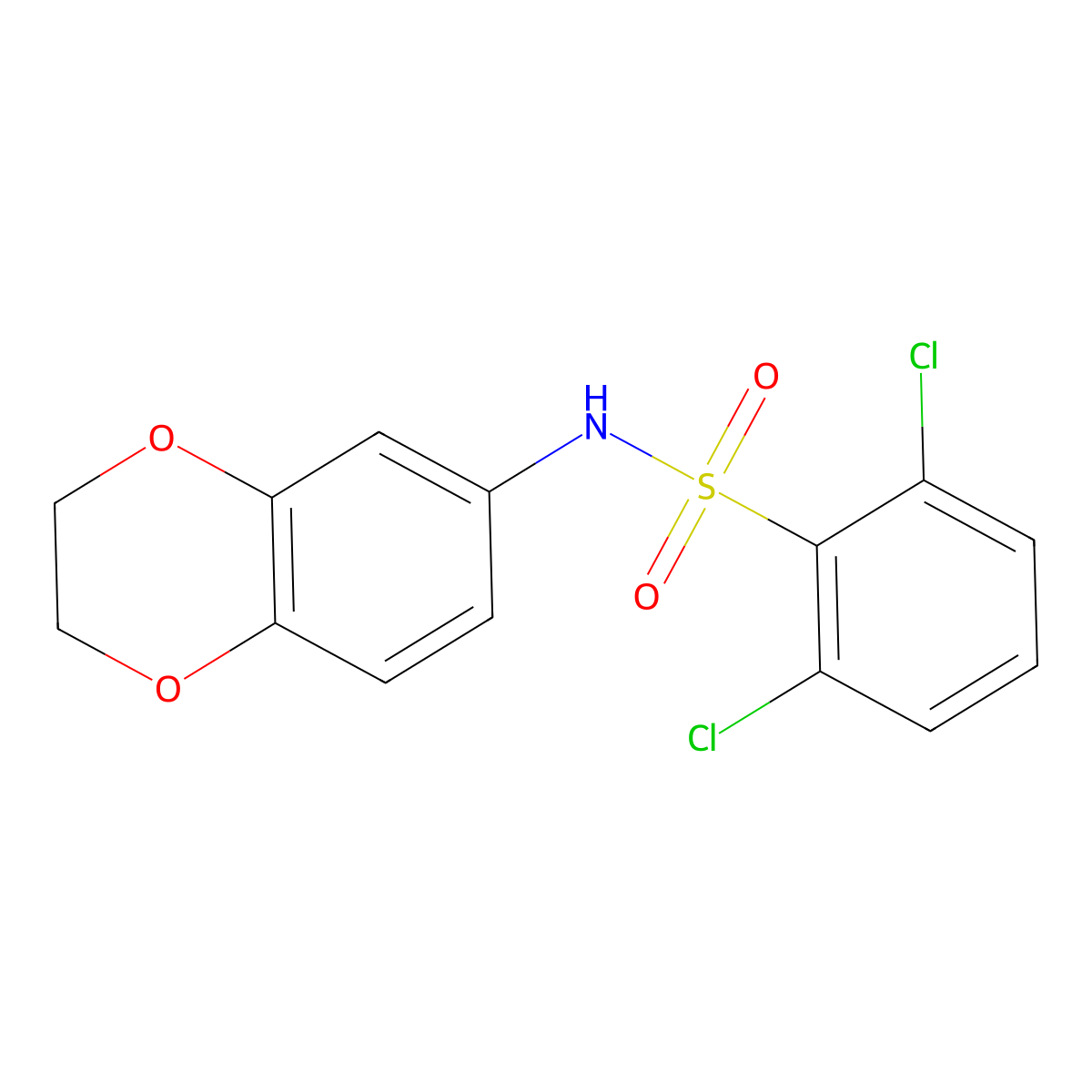 2,6-dichloro-N-(2,3-dihydro-1,4-benzodioxin-6-yl)benzenesulfonamide molecular structure, CAS 613658-47-2