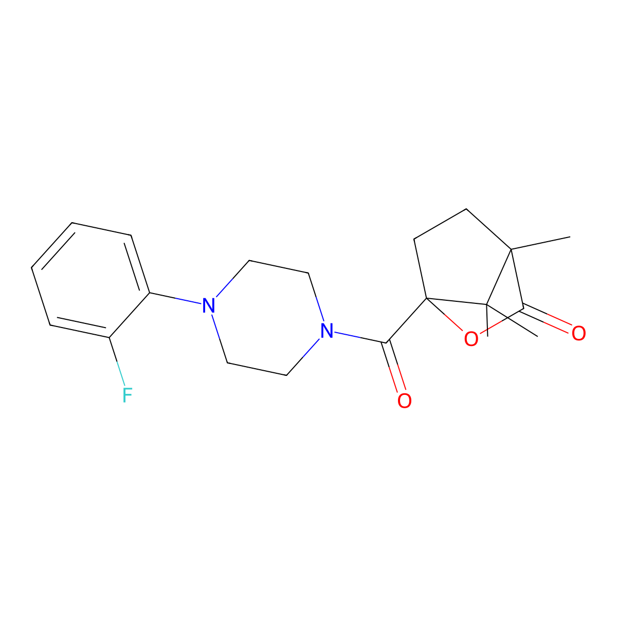 1-{[4-(2-Fluorophenyl)piperazin-1-yl]carbonyl}-4,7,7-trimethyl-2-oxabicyclo[2.2.1]heptan-3-one molecular structure, CAS 613658-56-3