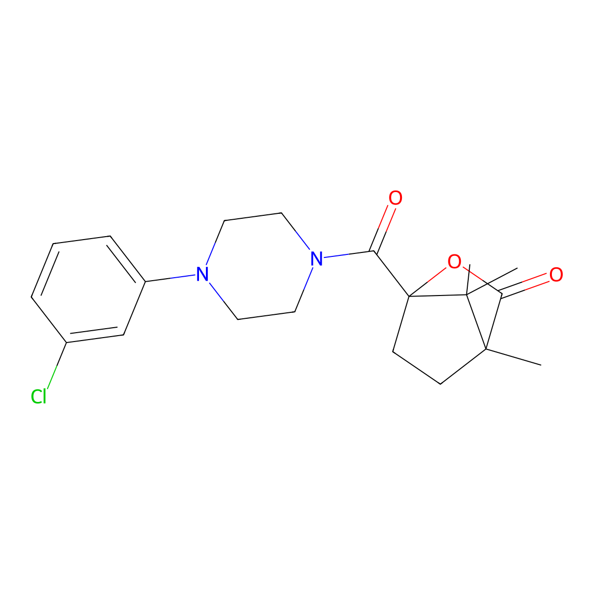 1-{[4-(3-Chlorophenyl)piperazin-1-yl]carbonyl}-4,7,7-trimethyl-2-oxabicyclo[2.2.1]heptan-3-one molecular structure, CAS 613658-58-5