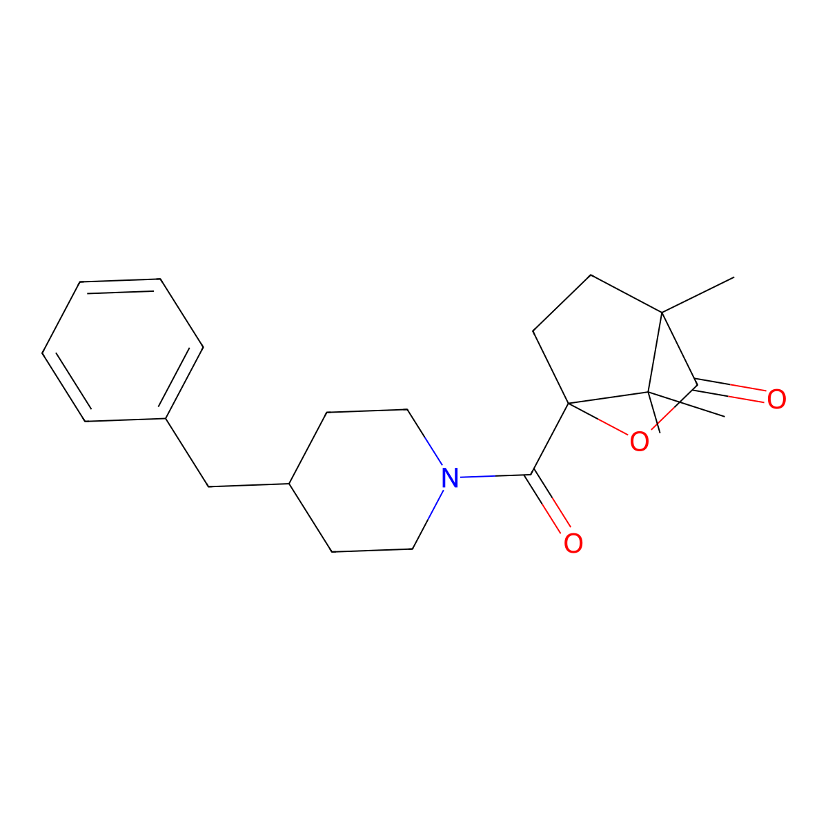 1-[(4-Benzylpiperidin-1-yl)carbonyl]-4,7,7-trimethyl-2-oxabicyclo[2.2.1]heptan-3-one molecular structure, CAS 613658-59-6