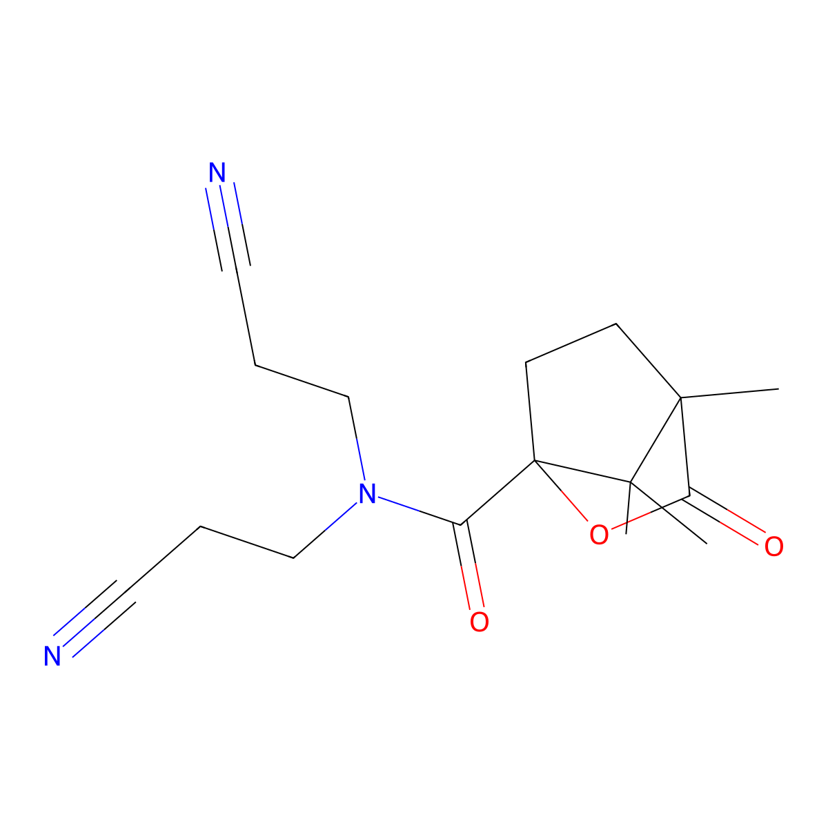 N,N-bis(2-cyanoethyl)-1,7,7-trimethyl-2-oxo-3-oxabicyclo[2.2.1]heptane-4-carboxamide molecular structure, CAS 613658-62-1