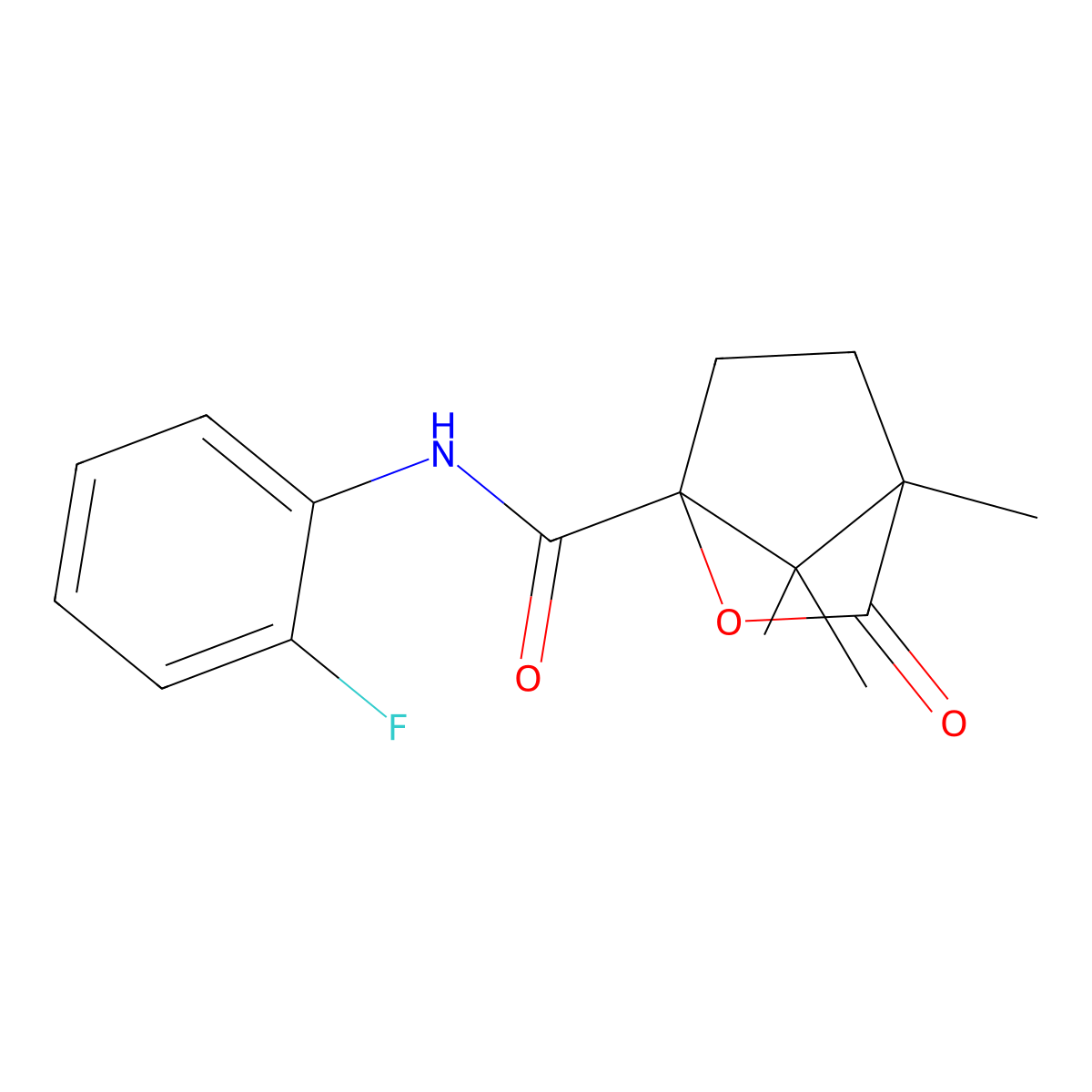 2-Oxabicyclo[2.2.1]heptane-1-carboxamide, N-(2-fluorophenyl)-4,7,7-trimethyl-3-oxo- molecular structure, CAS 613658-81-4