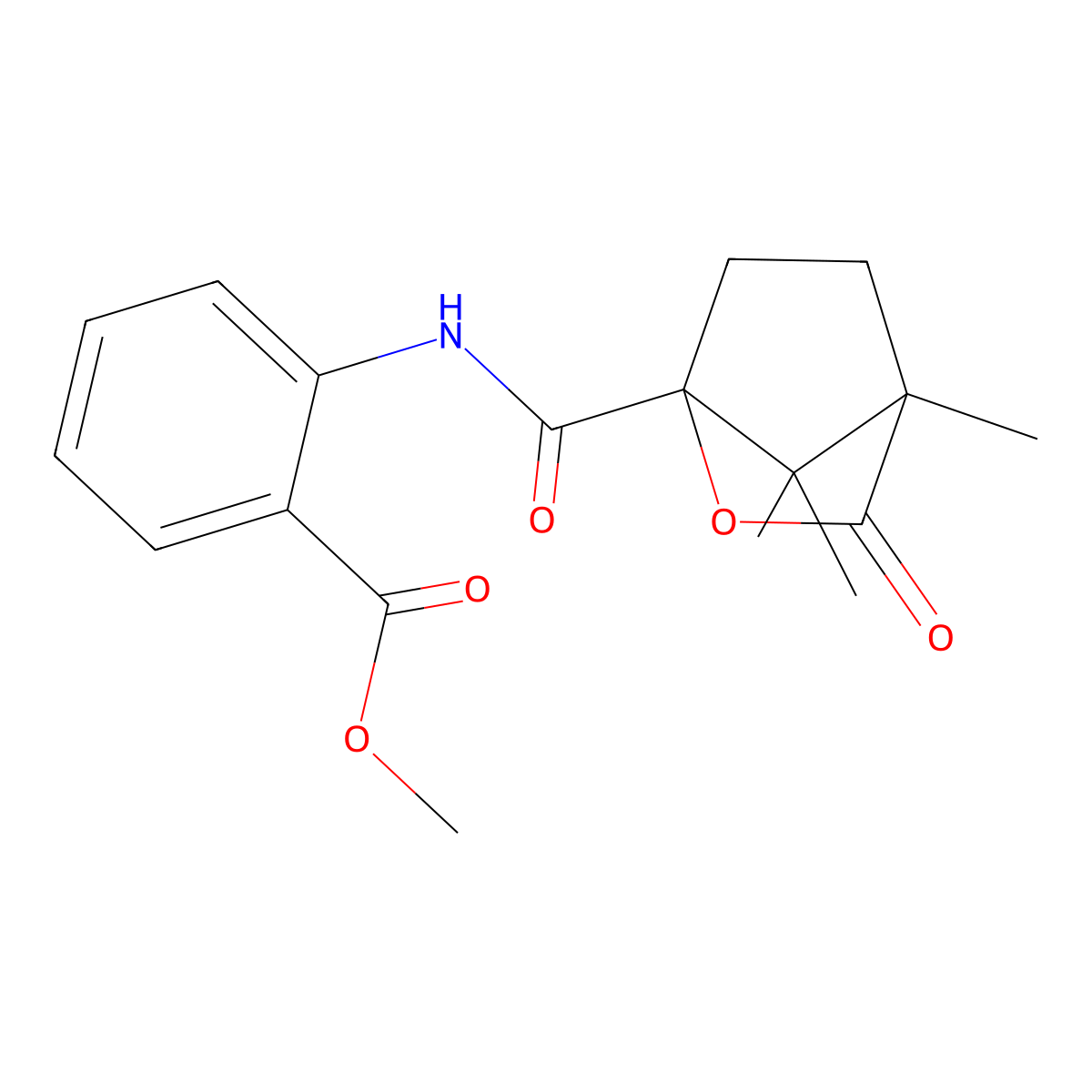 Methyl 2-{[(4,7,7-trimethyl-3-oxo-2-oxabicyclo[2.2.1]hept-1-yl)carbonyl]amino}benzoate molecular structure, CAS 613658-84-7