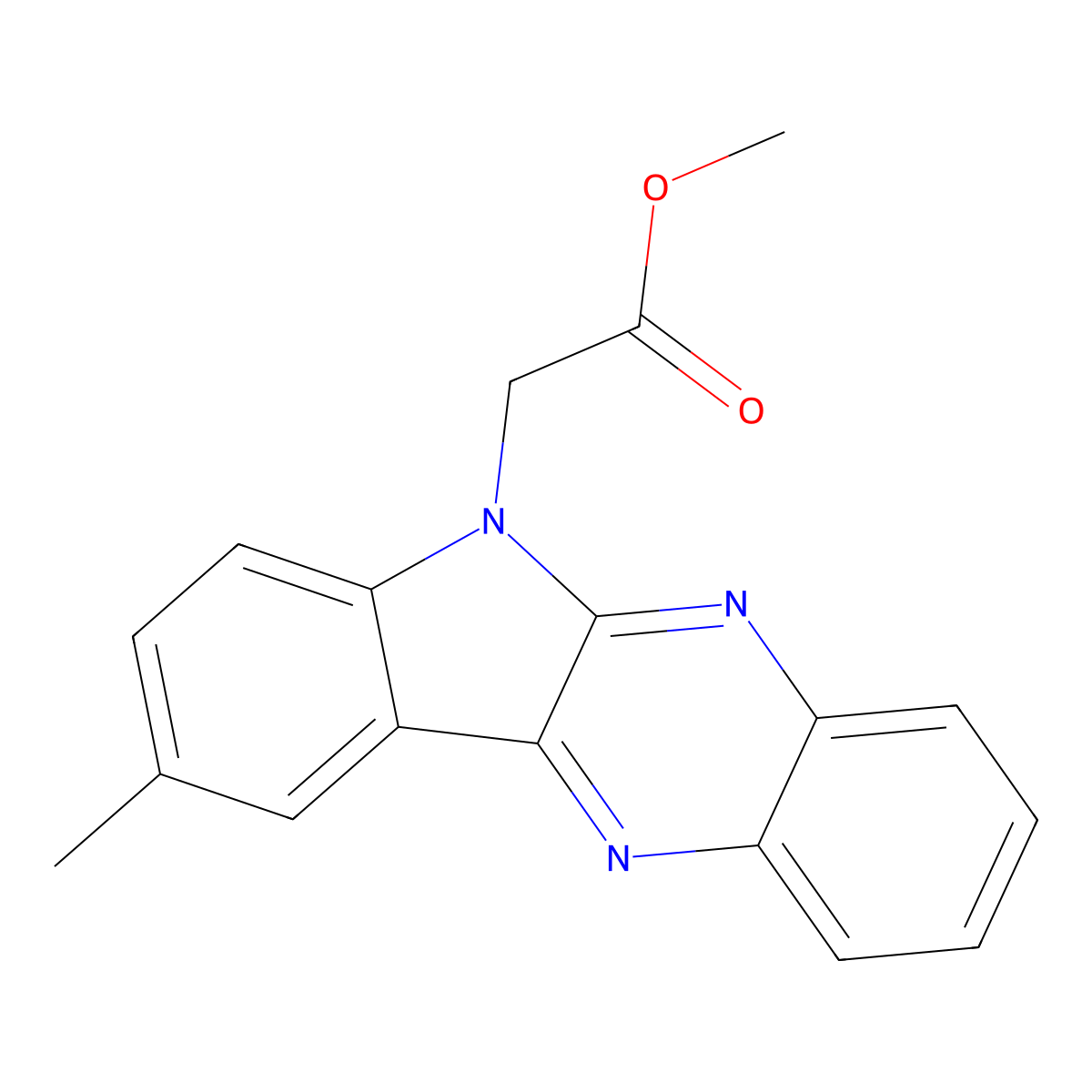 Methyl 2-(9-methylindolo[3,2-b]quinoxalin-6-yl)acetate molecular structure, CAS 613660-11-0