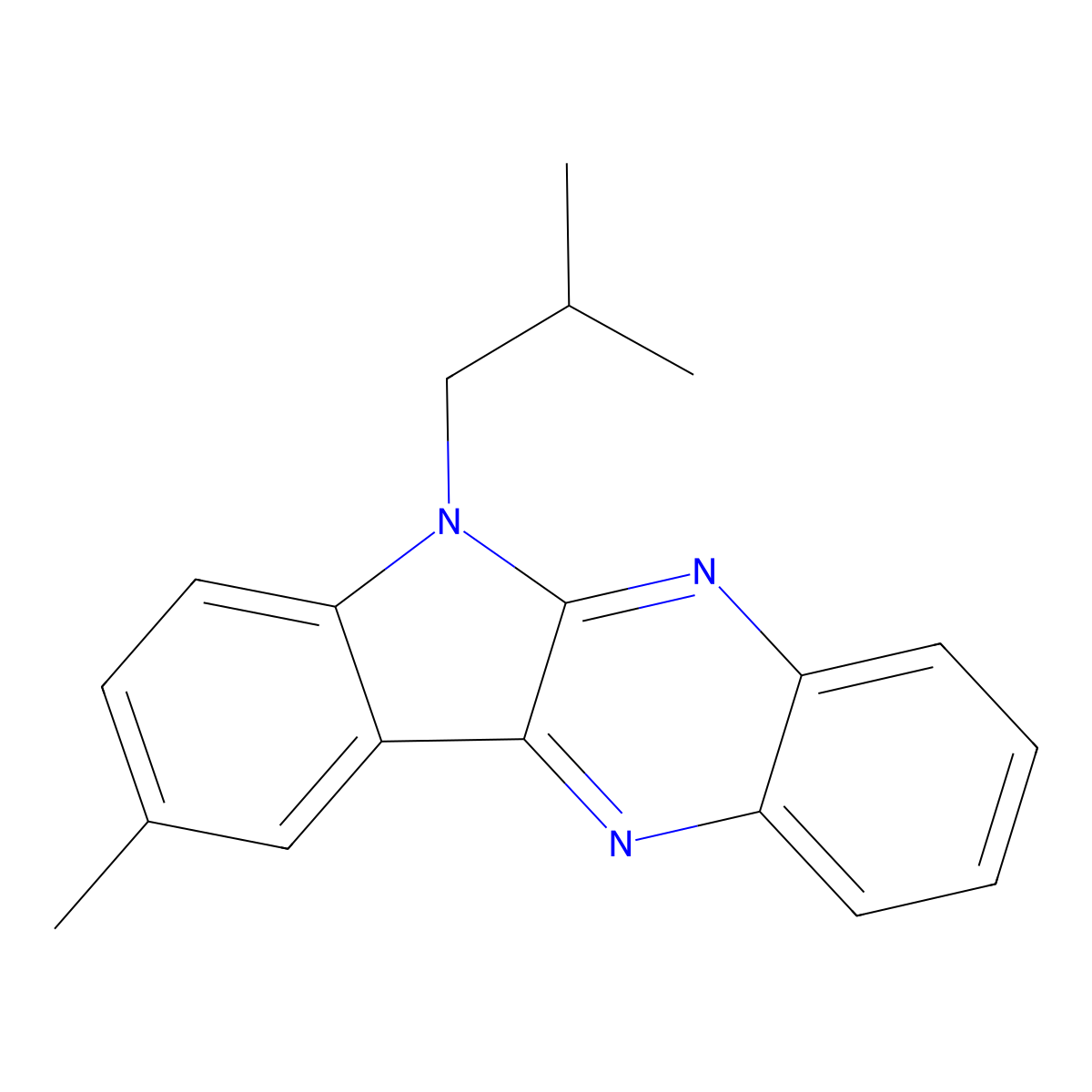 6-isobutyl-9-methyl-6H-indolo[2,3-b]quinoxaline molecular structure, CAS 613660-16-5