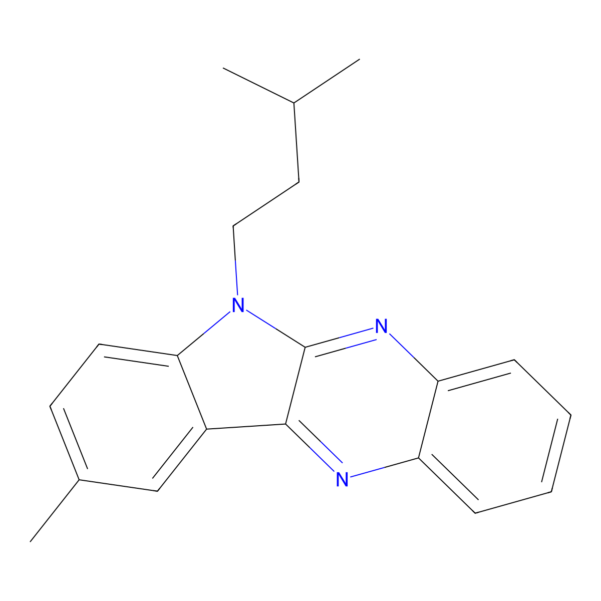 9-methyl-6-(3-methylbutyl)-6H-indolo[2,3-b]quinoxaline molecular structure, CAS 613660-17-6