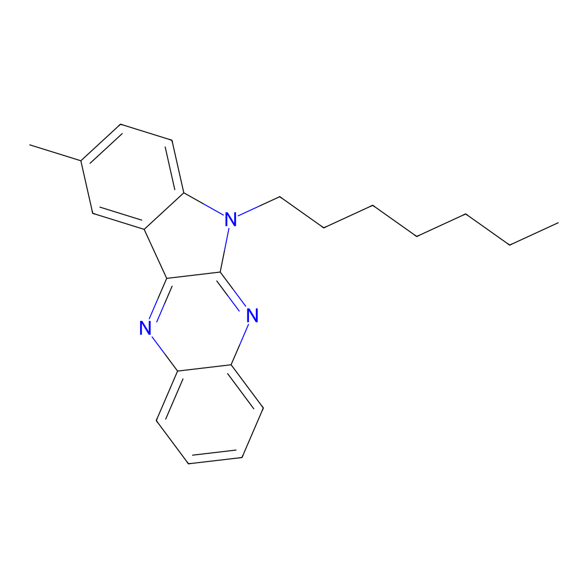 6-heptyl-9-methyl-6H-indolo[2,3-b]quinoxaline molecular structure, CAS 613660-19-8