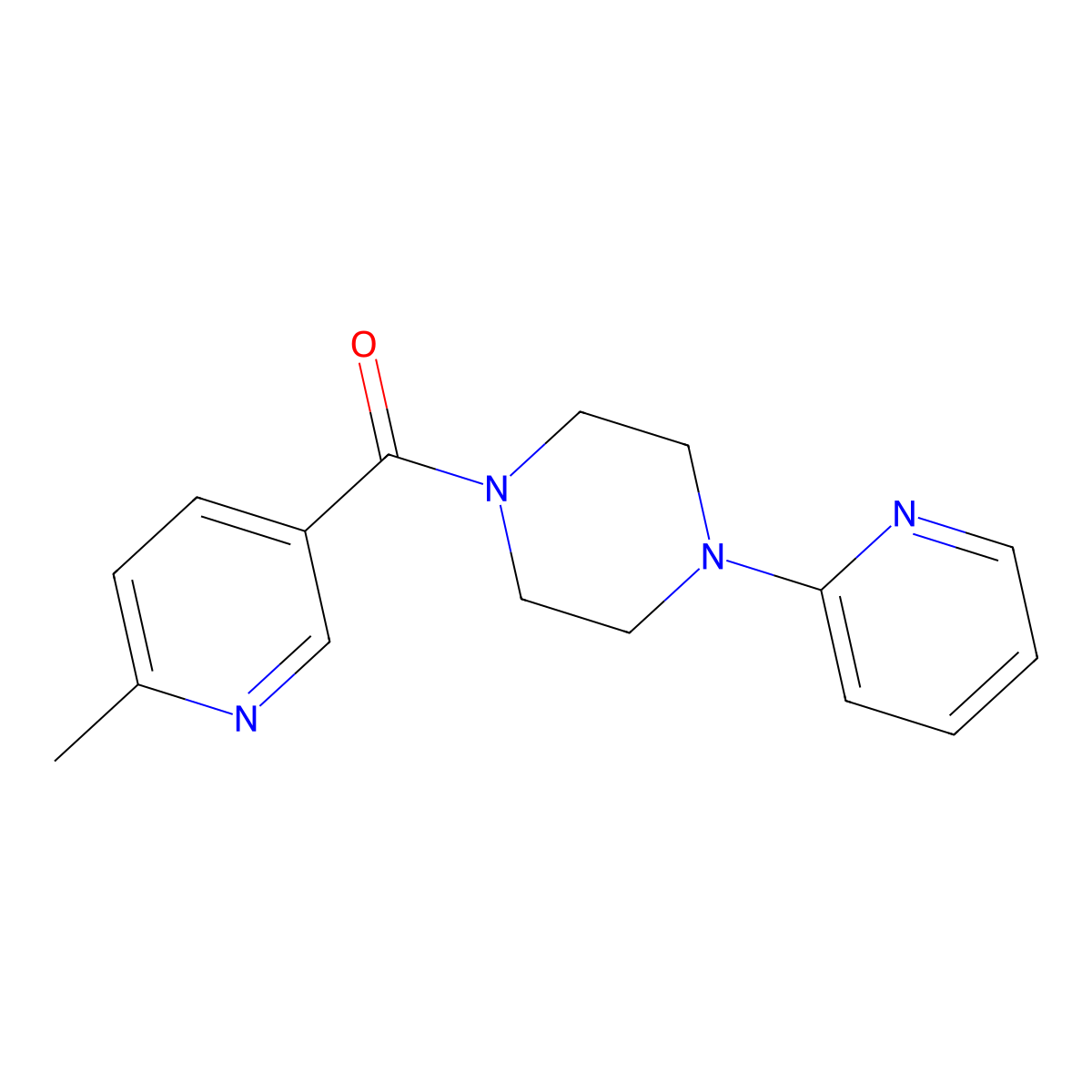Piperazine, 1-[(6-methyl-3-pyridinyl)carbonyl]-4-(2-pyridinyl)- molecular structure, CAS 613660-36-9