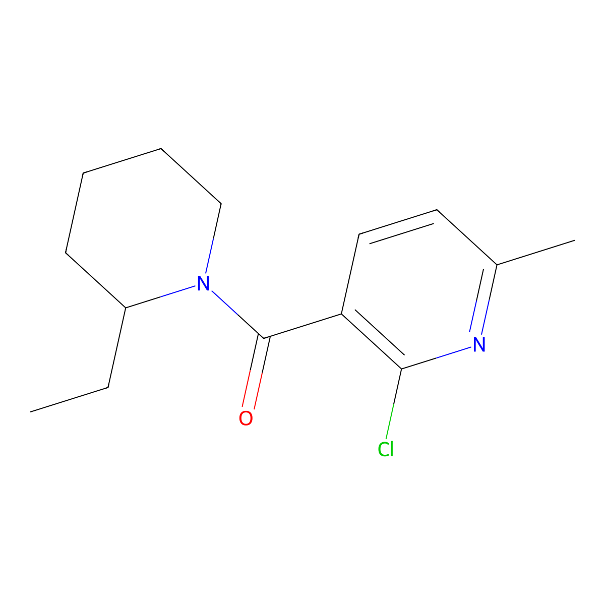Piperidine, 1-[(2-chloro-6-methyl-3-pyridinyl)carbonyl]-2-ethyl- molecular structure, CAS 613660-46-1