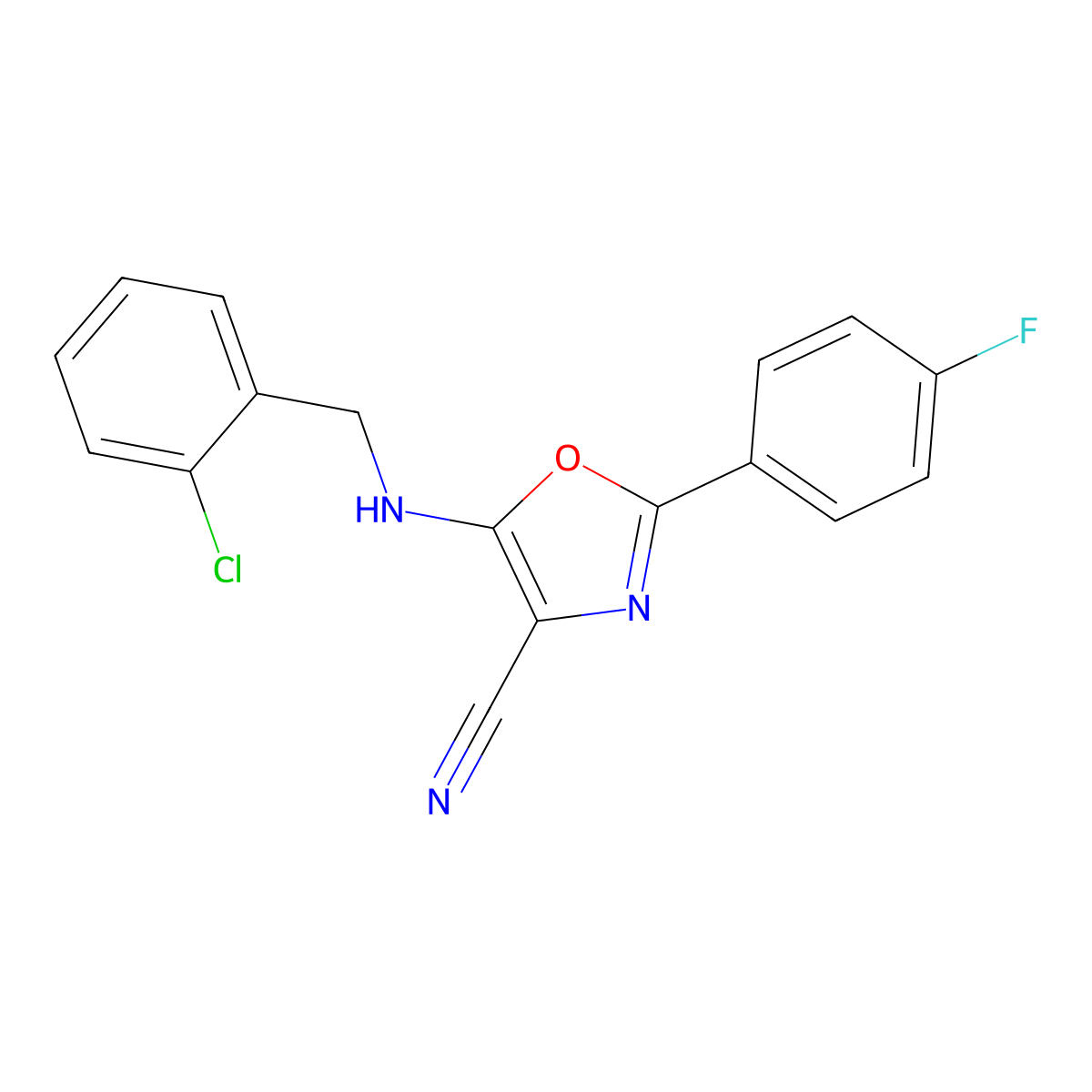 5-[(2-Chlorobenzyl)amino]-2-(4-fluorophenyl)-1,3-oxazole-4-carbonitrile molecular structure, CAS 613669-39-9