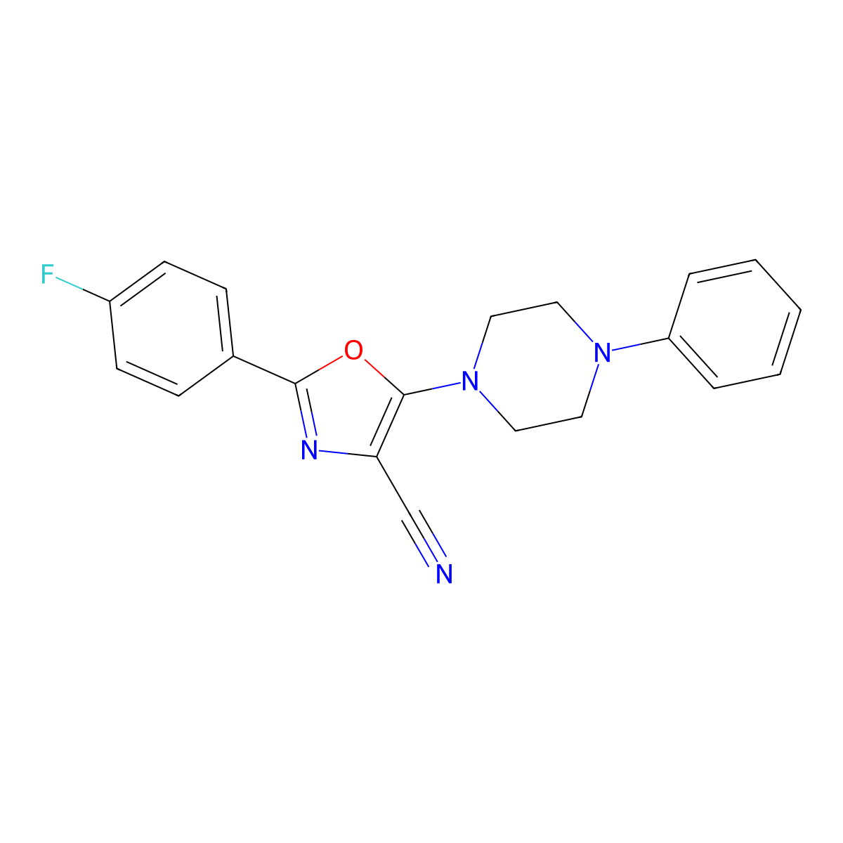 2-(4-Fluorophenyl)-5-(4-phenylpiperazin-1-yl)-1,3-oxazole-4-carbonitrile molecular structure, CAS 613669-46-8