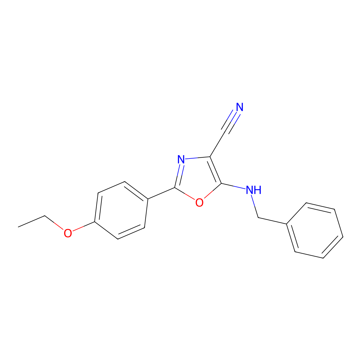 5-(Benzylamino)-2-(4-ethoxyphenyl)-1,3-oxazole-4-carbonitrile molecular structure, CAS 613669-51-5