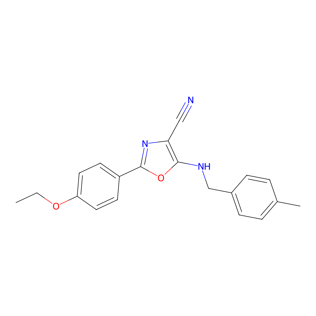 2-(4-Ethoxyphenyl)-5-[(4-methylphenyl)methylamino]-1,3-oxazole-4-carbonitrile molecular structure, CAS 613669-52-6