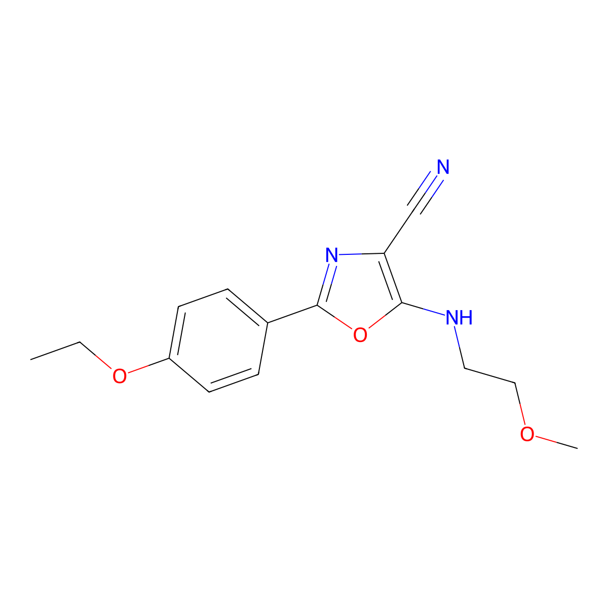 2-(4-Ethoxyphenyl)-5-(2-methoxyethylamino)-1,3-oxazole-4-carbonitrile molecular structure, CAS 613669-54-8
