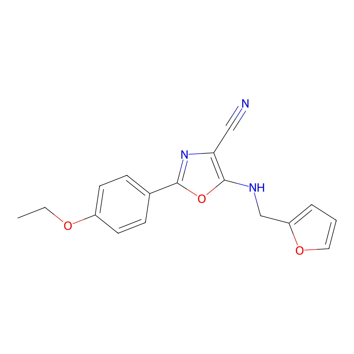 2-(4-Ethoxyphenyl)-5-(furan-2-ylmethylamino)-1,3-oxazole-4-carbonitrile molecular structure, CAS 613669-57-1