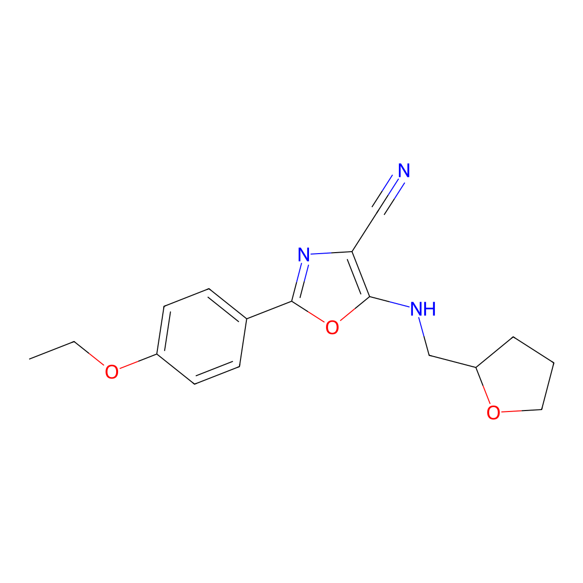 2-(4-Ethoxyphenyl)-5-(oxolan-2-ylmethylamino)-1,3-oxazole-4-carbonitrile molecular structure, CAS 613669-58-2