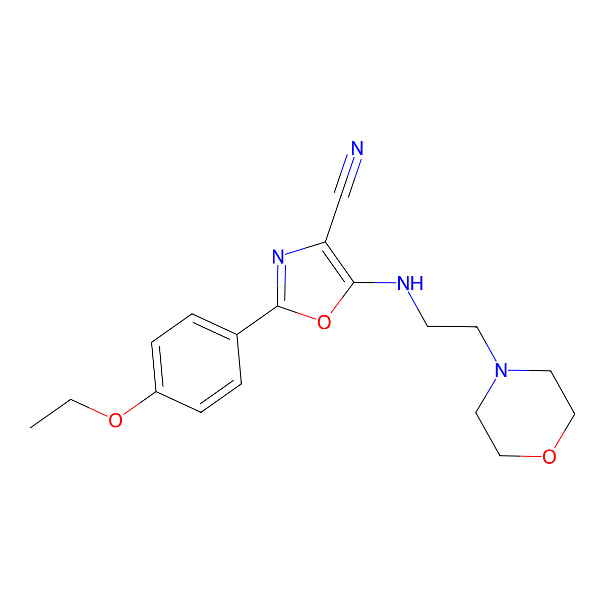2-(4-Ethoxyphenyl)-5-(2-morpholin-4-ylethylamino)-1,3-oxazole-4-carbonitrile molecular structure, CAS 613669-63-9