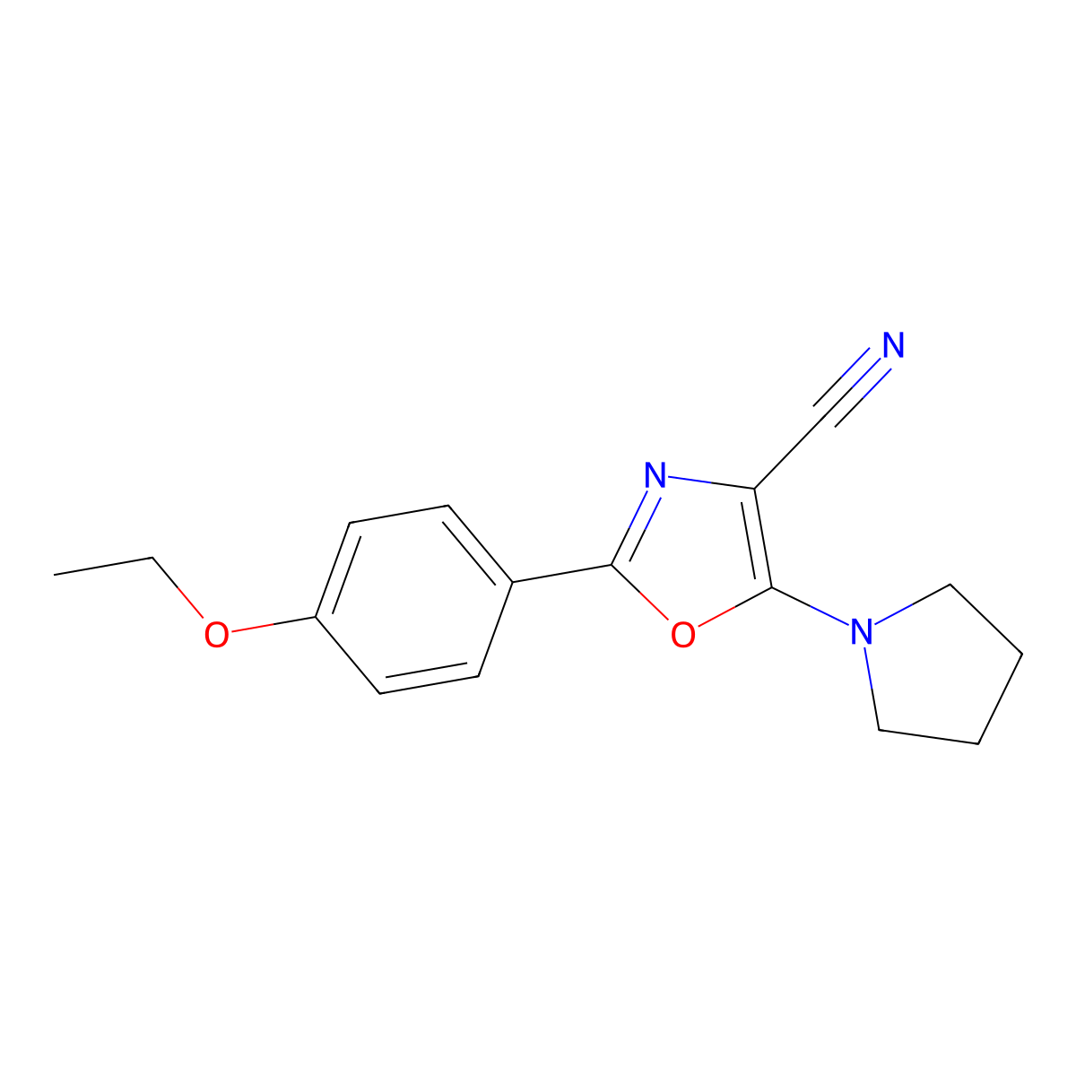2-(4-Ethoxyphenyl)-5-pyrrolidin-1-yl-1,3-oxazole-4-carbonitrile molecular structure, CAS 613669-78-6