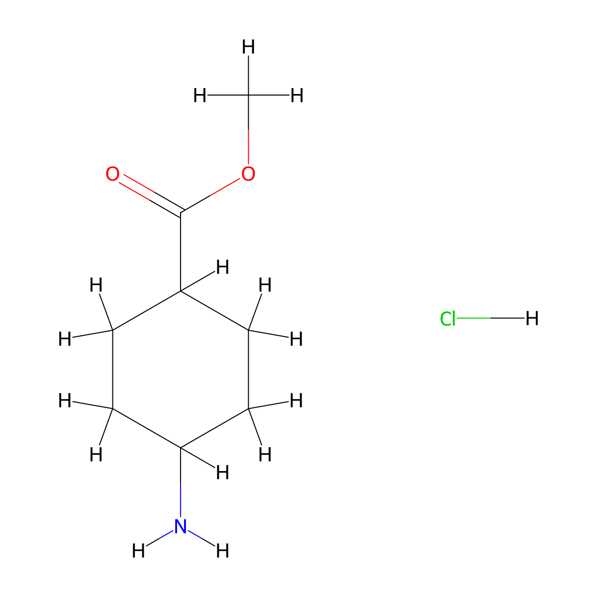 Methyl (1r,4r)-4-aminocyclohexane-1-carboxylate hydrochloride molecular structure, CAS 61367-07-5