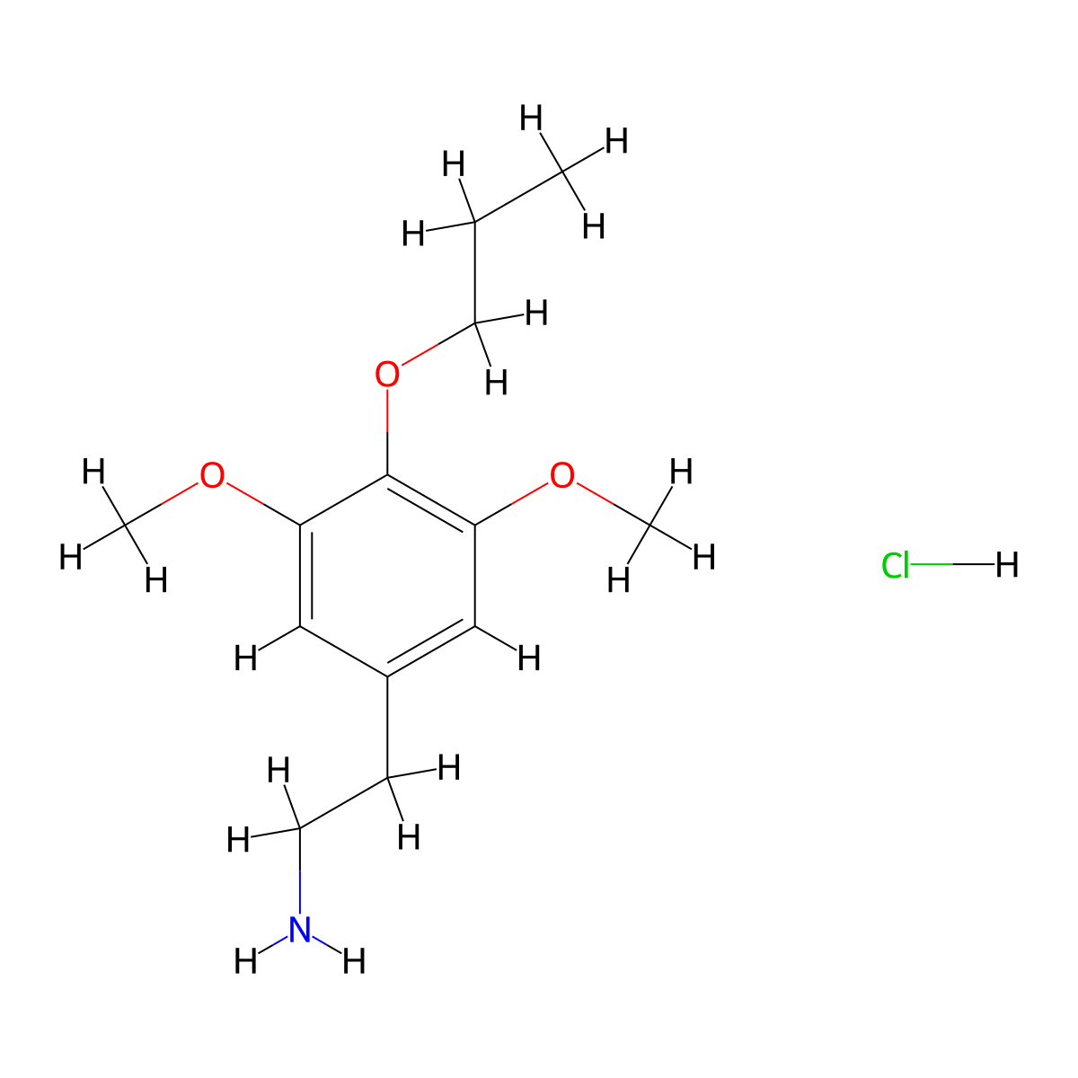2-(3,5-Dimethoxy-4-propoxyphenyl)ethan-1-amine hydrochloride molecular structure, CAS 61367-69-9