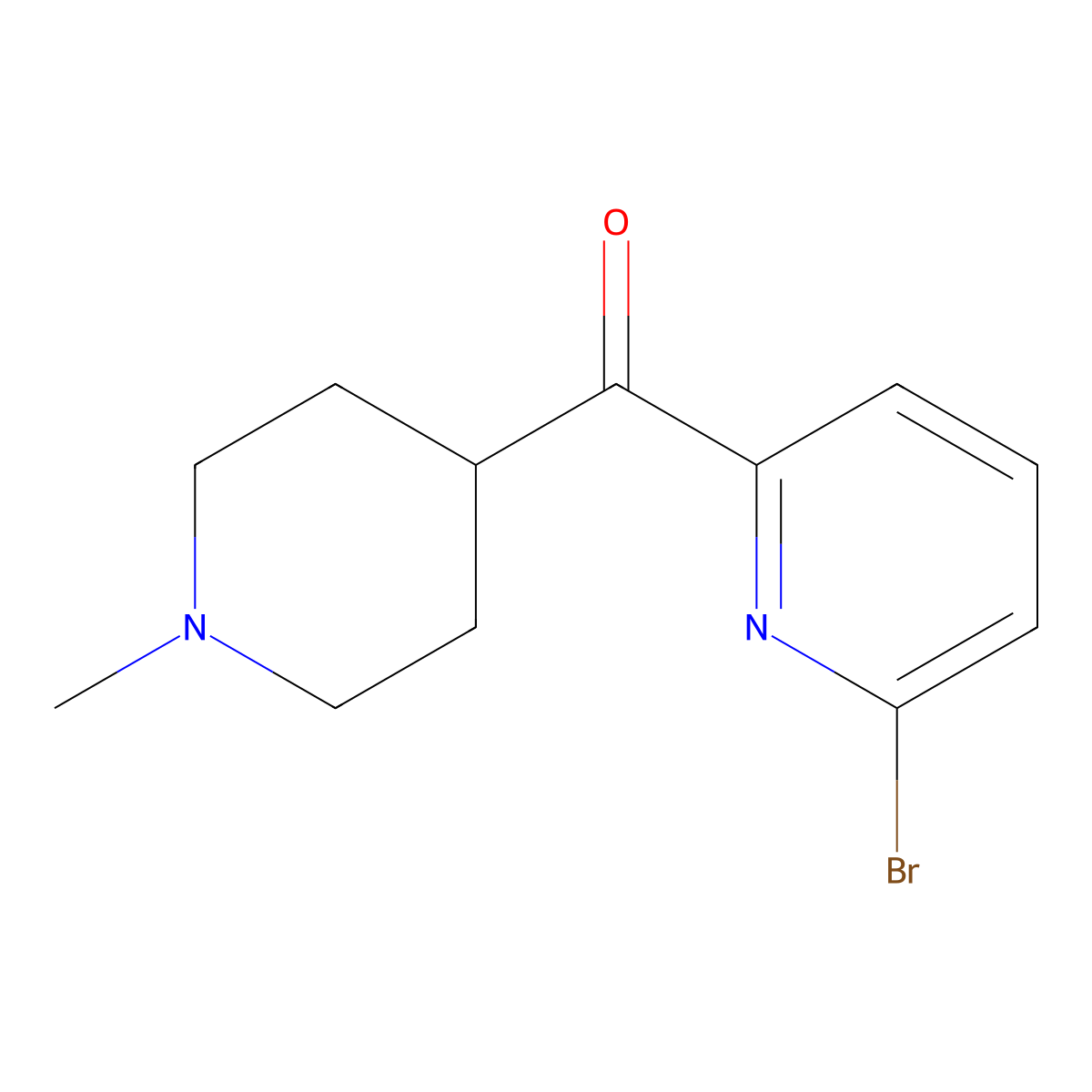 (6-Bromopyridin-2-yl)(1-methylpiperidin-4-yl)methanone molecular structure, CAS 613678-08-3
