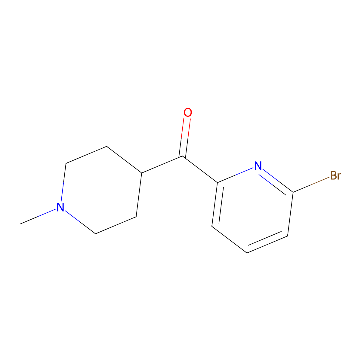 (6-Bromopyridin-2-yl)(1-methylpiperidin-4-yl)methanone molecular structure, CAS 613678-08-3