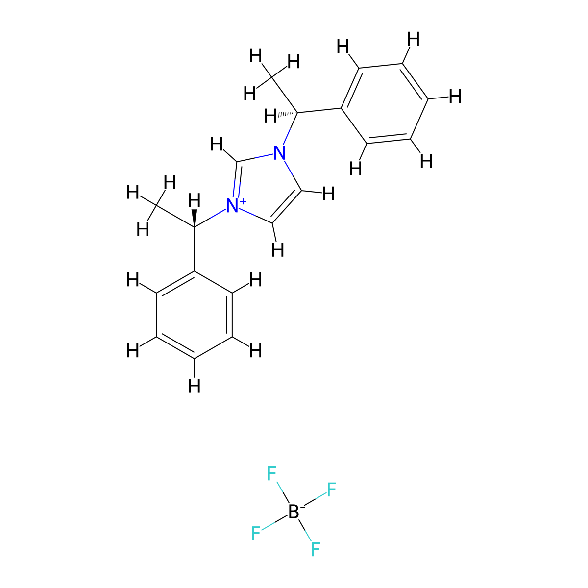 1,3-Bis((S)-1-phenylethyl)-1H-imidazol-3-ium tetrafluoroborate molecular structure, CAS 613686-48-9