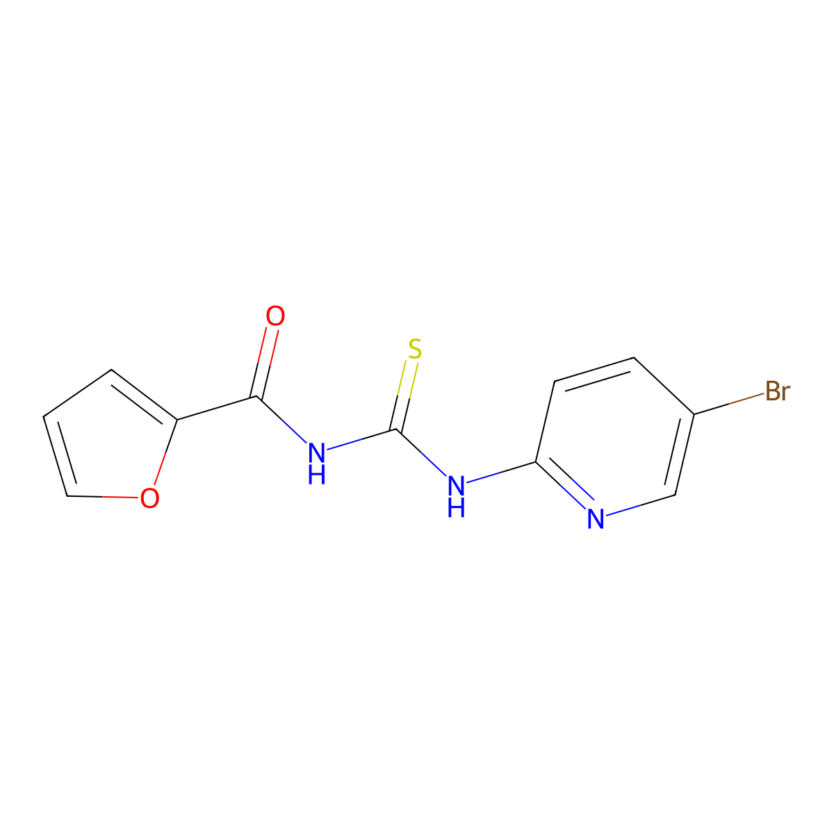 N-[(5-bromopyridin-2-yl)carbamothioyl]furan-2-carboxamide molecular structure, CAS 6137-91-3