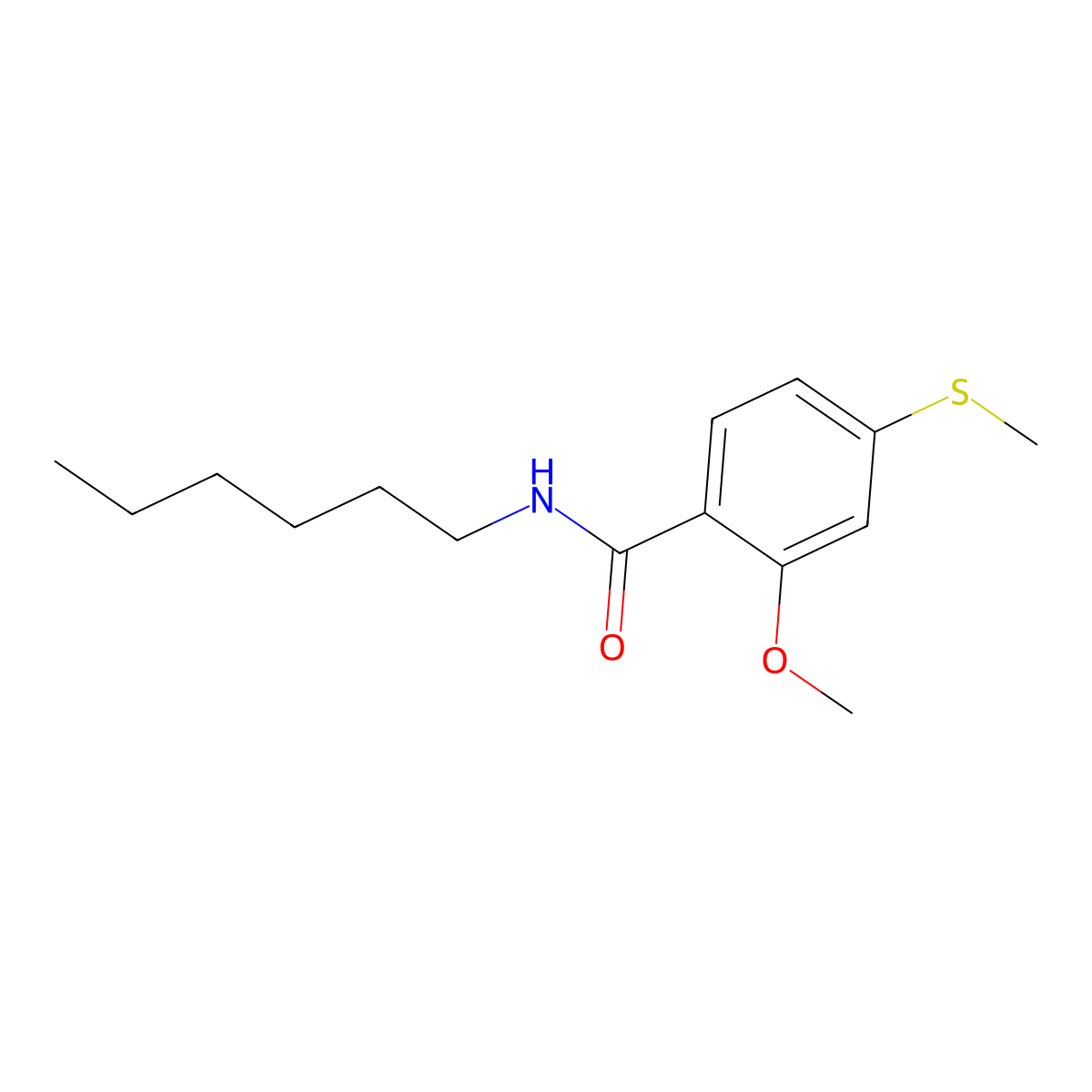 N-hexyl-2-methoxy-4-methylsulfanylbenzamide molecular structure, CAS 6137-94-6