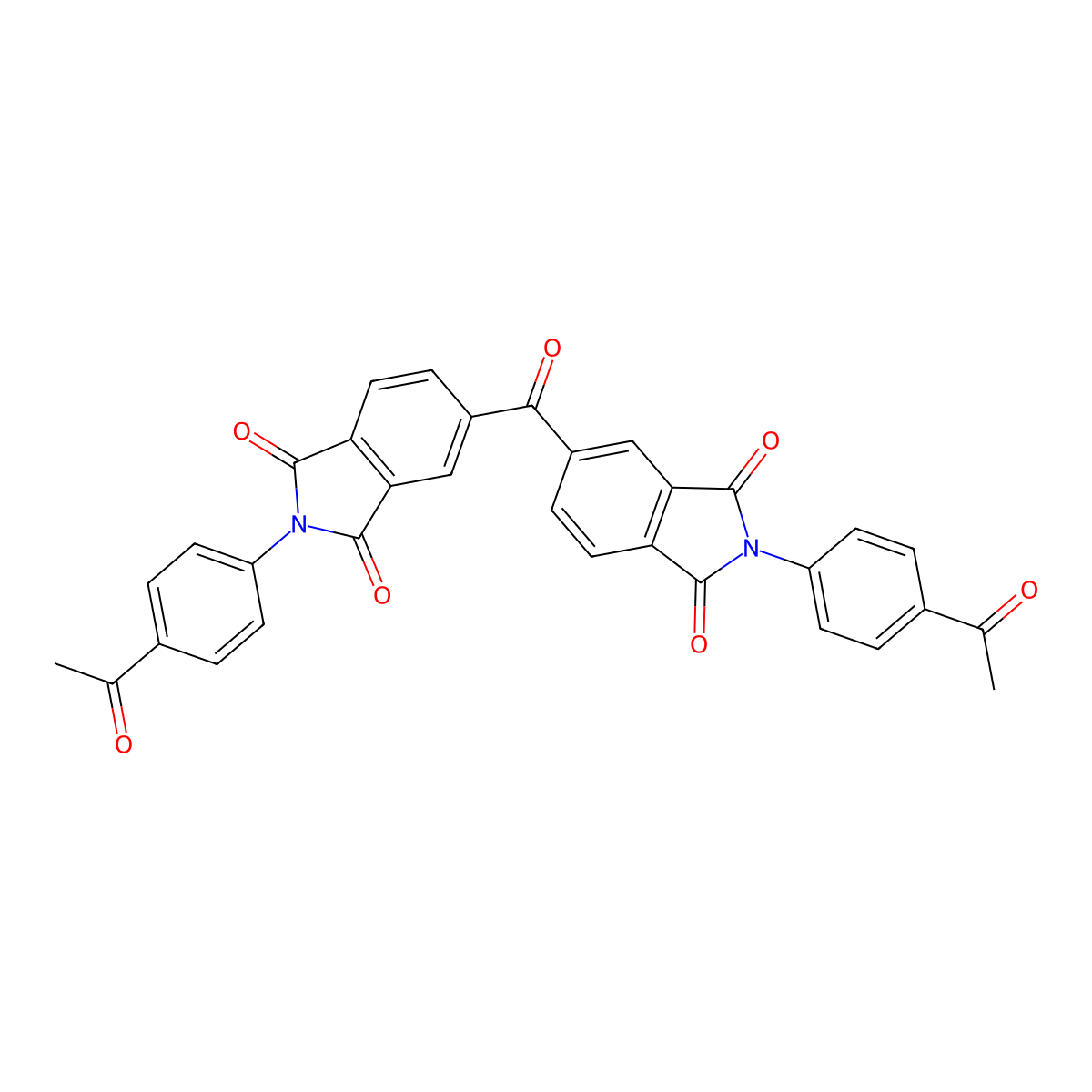 1H-Isoindole-1,3(2H)-dione, 5,5'-carbonylbis[2-(4-acetylphenyl)- molecular structure, CAS 61370-19-2