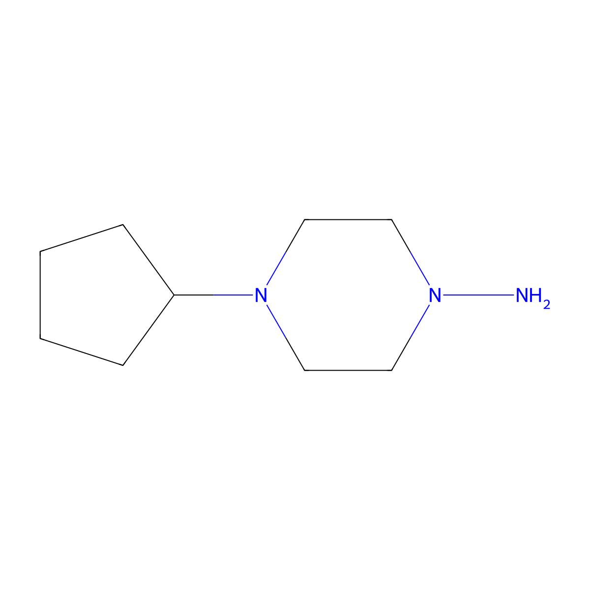 4-Cyclopentylpiperazin-1-amine molecular structure, CAS 61379-64-4