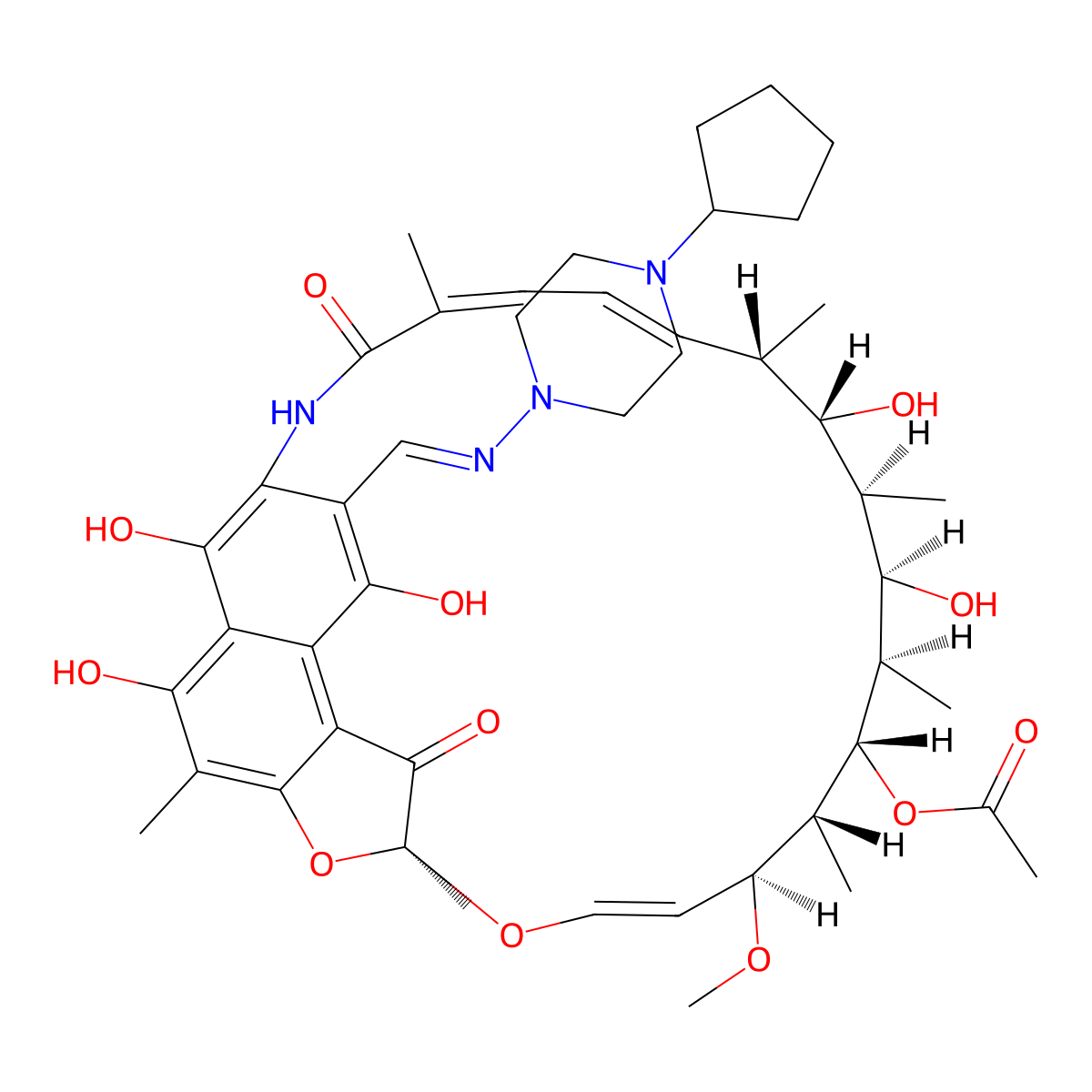 Rifapentine molecular structure, CAS 61379-65-5