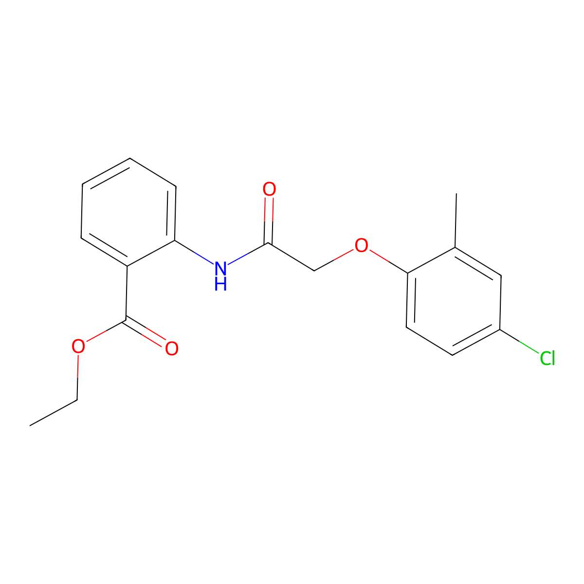 Ethyl 2-{[(4-chloro-2-methylphenoxy)acetyl]amino}benzoate molecular structure, CAS 6138-05-2