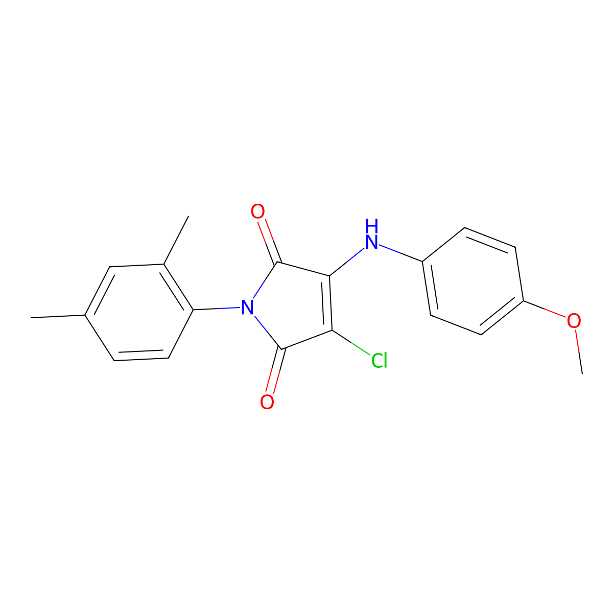 3-chloro-1-(2,4-dimethylphenyl)-4-(4-methoxyanilino)-1H-pyrrole-2,5-dione molecular structure, CAS 6138-44-9