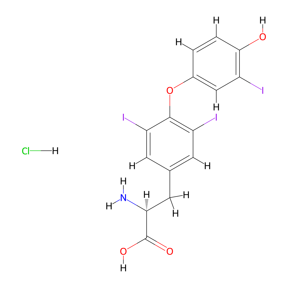 Liothyronine hydrochloride molecular structure, CAS 6138-47-2